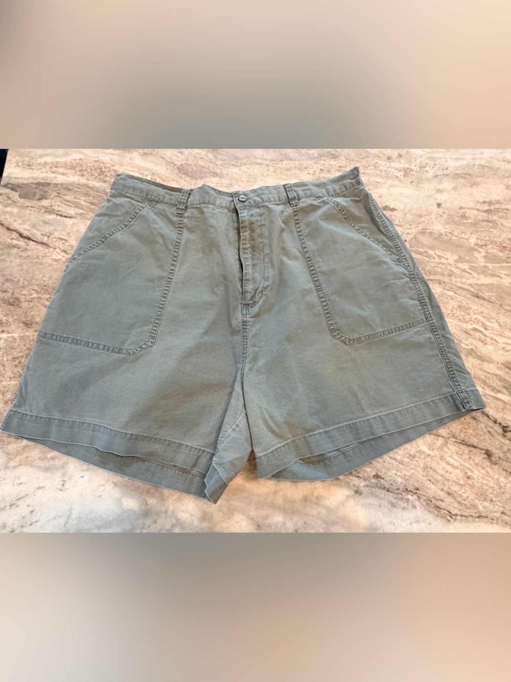 Pacific Beach Olive Green Cotton Utility Shorts Elastic Waist XL